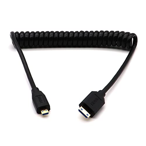 Disscool Ultra Thin HDMI Coiled High Speed Cable, Micro HDMI Male Type D to Mini HDMI Male Type C Connector Adapter Flexible Spring Extension Cables, 2.1V 8K@60Hz 4K@120Hz for Camera/Monitor(M to M) - Image 3