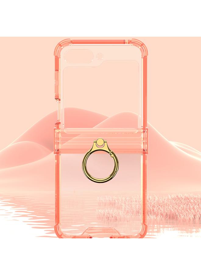 erorex For Samsung Galaxy Z Flip6 / Flip7 Fe Gkk Airbag Hinge Silicone Phone Case With Ring Holder & Tempered Film(Transparent Black) - Image 5