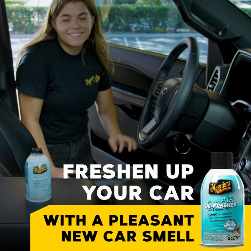 Meguiar's بخاخ مزيل الروائح الكريهة من Meguiar's Whole Car Refresher، يزيل الروائح الكريهة القوية في السيارة، رائحة السيارة الجديدة - زجاجة بخاخ بحجم 2 أونصة - Image 2
