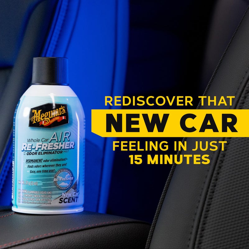 Meguiar's بخاخ مزيل الروائح الكريهة من Meguiar's Whole Car Refresher، يزيل الروائح الكريهة القوية في السيارة، رائحة السيارة الجديدة - زجاجة بخاخ بحجم 2 أونصة - Image 5