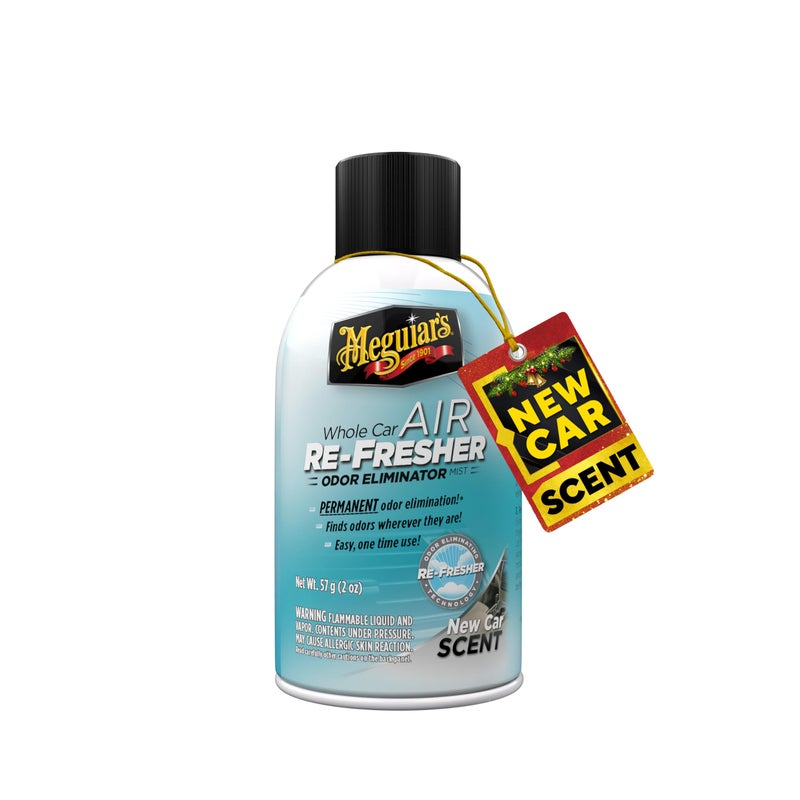 Meguiar's بخاخ مزيل الروائح الكريهة من Meguiar's Whole Car Refresher، يزيل الروائح الكريهة القوية في السيارة، رائحة السيارة الجديدة - زجاجة بخاخ بحجم 2 أونصة - Image 1