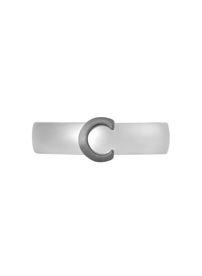 شيروتي 1881 Luigi Silver Gunmetal Stainless Steel Ring for Men 62mm