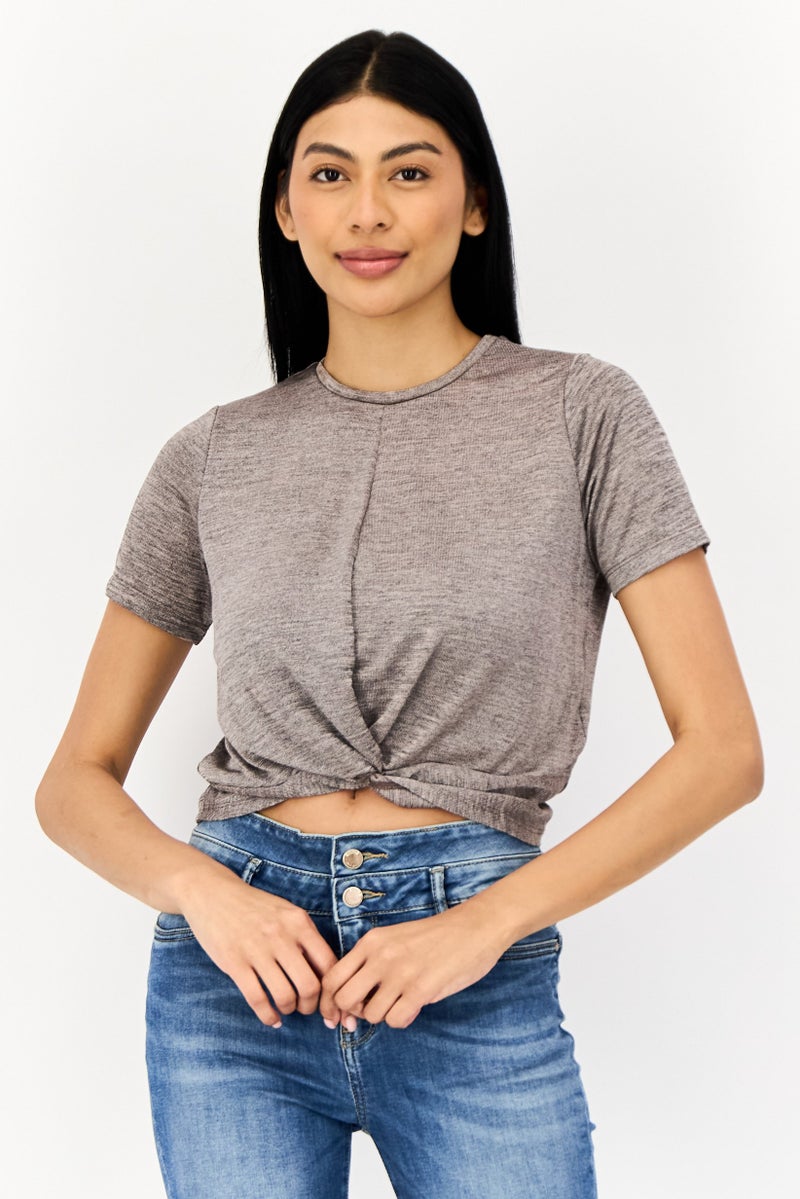 ONLY Women Crew Neck Short Sleeve Solid T Shirt, Multicolor - Image 1