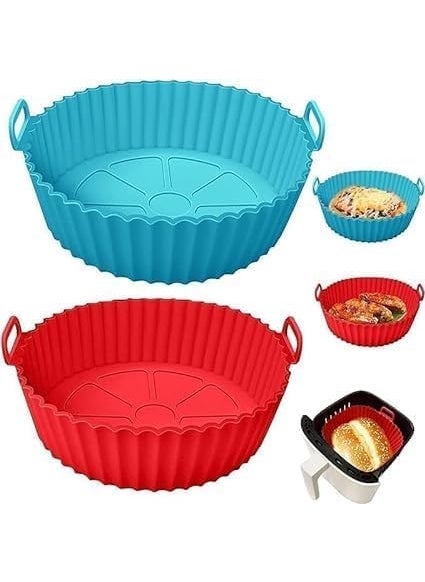 SANTALON SANTALON 6 pcs Reusable Air Fryer Liners I Round Silicone Basket Baking Tray I NonStick HeatResistant Basket Baking Trays I Cooking Oven Insert Accessories Multicolor Pack of 1  - Image 3
