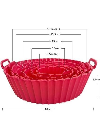 SANTALON SANTALON 6 pcs Reusable Air Fryer Liners I Round Silicone Basket Baking Tray I NonStick HeatResistant Basket Baking Trays I Cooking Oven Insert Accessories Multicolor Pack of 1  - Image 4