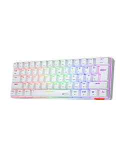 Meetion MT-MK005BT 60% Gaming Keyboard Wireless Keybroad 12 Multimedia Shortcuts Keys Bluetooth Keybroad With True Mechanical Fixed Shaft LED Backlight Brightness Adjustable Anti-Ghosting Mechanical Keyboard For Windows And Mac White  - Image 2