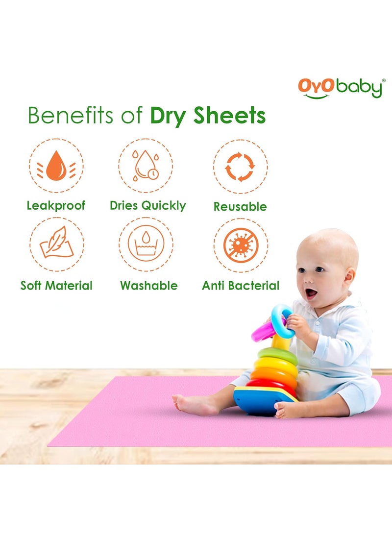OYO BABY - OYO BABY - Baby Dry Sheet for New Born Babies | Infant Waterproof Bed Protector Sheet for Baby | Mattress Pads (Single Bed-(72" X 36"), Queen Pink), Polycotton - Image 1