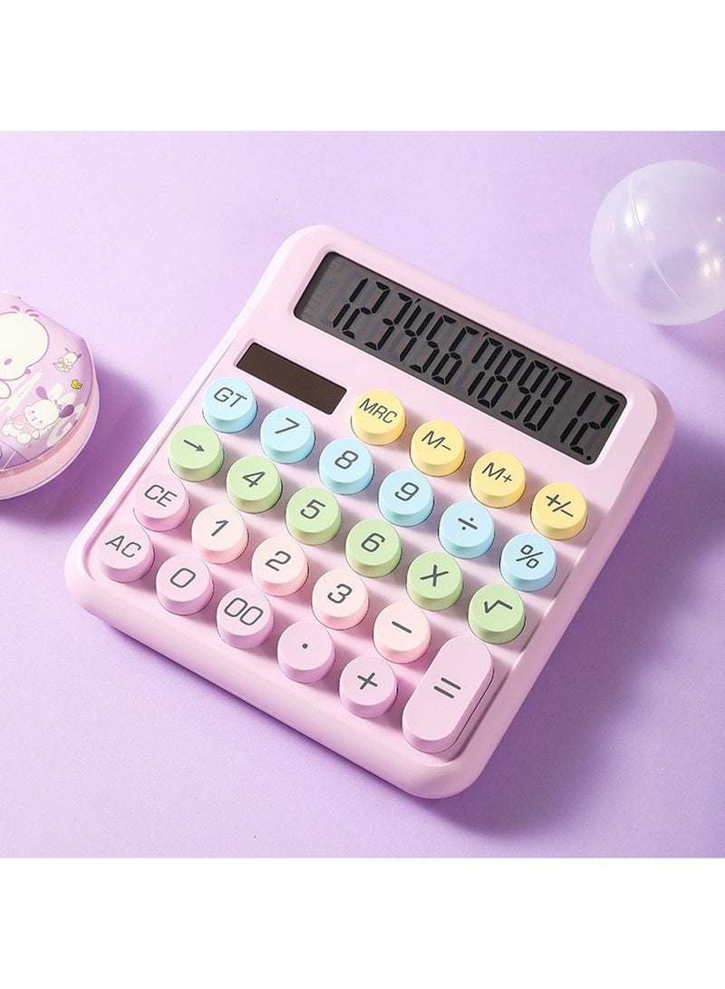 Colorful Calculator With Portable Keyboard Multifunctional Practical 12 Digit Solar Cell for Home and Classroom Office Supplies Electronics - Image 1