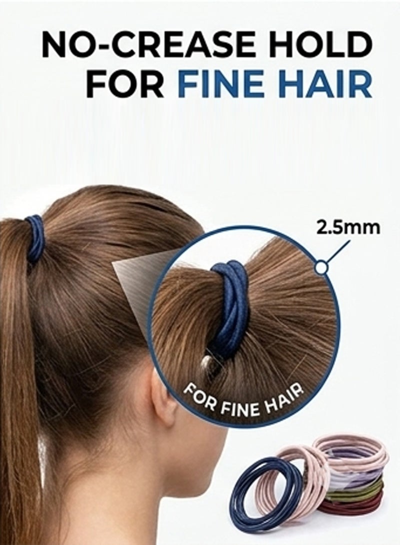 Lelet 2.5mm Hair Elastics, 10 Colors Match Hair Ties for Fine Hair, 1.9 Inch Standard Size Ponytail Holders, Hair Bands - 50 Count - Image 3