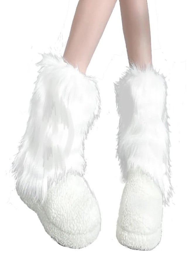 Geoot Harajuku Japanese Lolita Fur Leg Warmers, Gothic Women's Sexy Fuzzy Soft Boot Cuffs, 25CM - Image 1