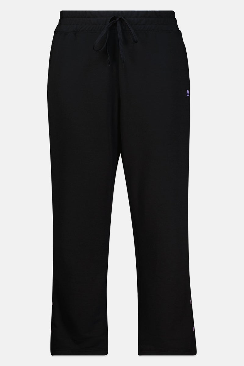 Aeropostale سروال رياضي خارجي للنساء بحجم زائد بشعار العلامة التجارية، أسود - Image 2