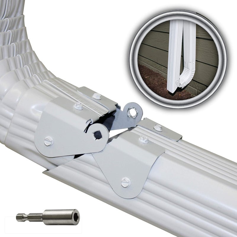 Zip Hinge 1 Pack Plus | Made in The USA Downspout Hinge | Hardware, Nutsetter & Instructions | DIY Installation on All Rectangle or Square Downspouts - Image 1