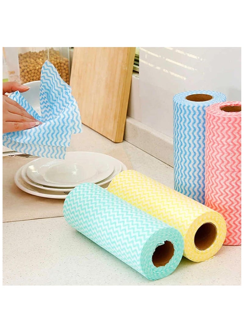 Disposable Reusable Kitchen Rolls,House Cleaning Rags ,Scouring Pads,Dish Towels (4 Rolls+1Hook)  - Image 2