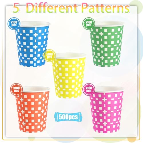 CUPLOOV 500Pack 5 oz Paper Cups, Multicolor Small Bathroom Mouthwash Disposable Paper Cups Dessert Dispenser for Home Use, Party, Picnic, Travel and Event, BBQ, 5 Colors - Image 2