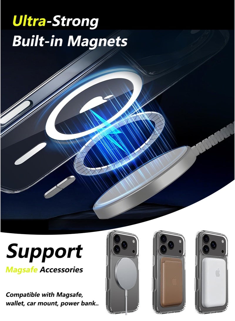 iPhone 17 Pro Max Magnetic Case, Compatible with MagSafe, Delay-Yellowing Military-Grade Protection, Shockproof Slim Magnetic Case for 17 Pro Max 6.9-Inch - Clear - Image 5