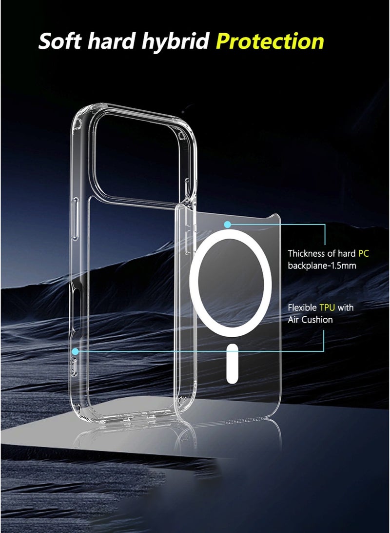 iPhone 17 Pro Max Magnetic Case, Compatible with MagSafe, Delay-Yellowing Military-Grade Protection, Shockproof Slim Magnetic Case for 17 Pro Max 6.9-Inch - Clear - Image 4