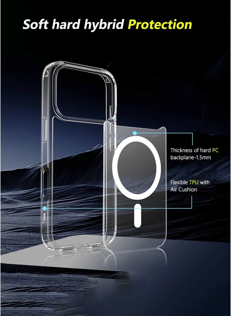 iPhone 17 Pro Max Magnetic Case, Compatible with MagSafe, Delay-Yellowing Military-Grade Protection, Shockproof Slim Magnetic Case for 17 Pro Max 6.9-Inch - Clear - Image 5
