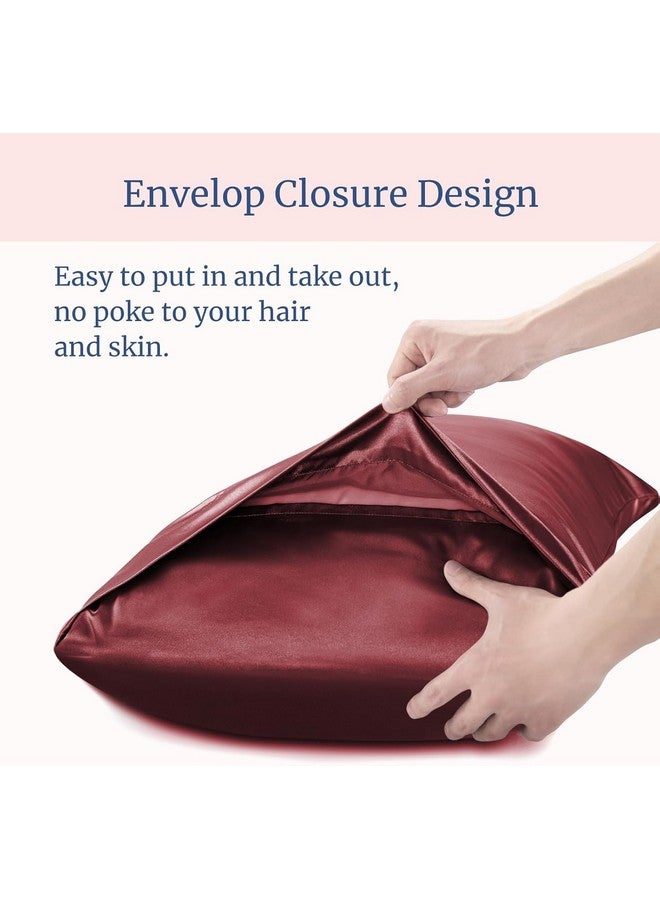 Go Well Satin Silk Pillow Cover for Hair and Skin 2 Piece with 3 Piece Satin Scrunchies for Women Stylish Silk Pillow Covers with Envelope Closure end Design|Silk Pillow Cases(Maroon) 600 TC, 600 TC - Image 5