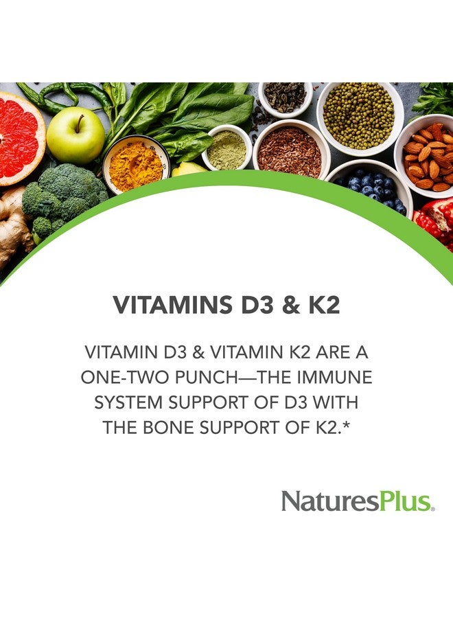 NaturesPlus Natures Plus Vitamins D3 & K2-90 Tablets - Promotes Bone Support, Immune Function, Cardiovascular Health & Mood Balance - Vegetarian, Gluten Free - 90 Servings - Image 2