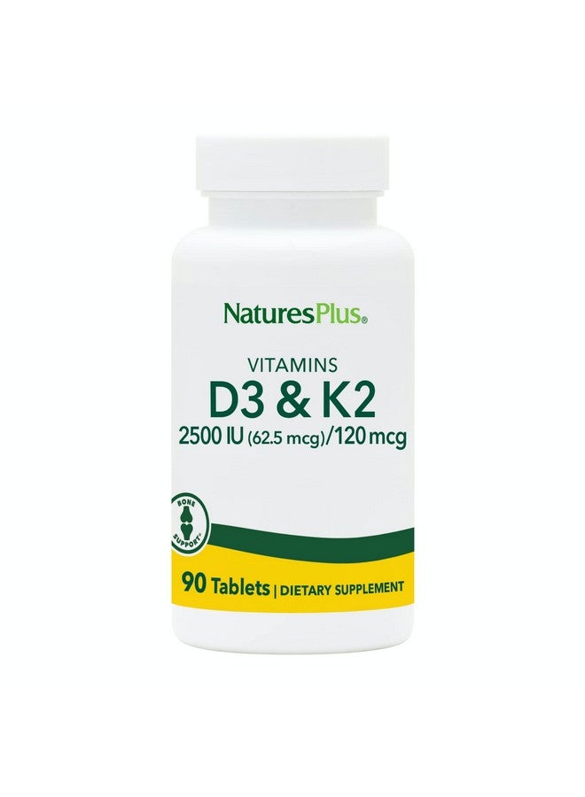 NaturesPlus Natures Plus Vitamins D3 & K2-90 Tablets - Promotes Bone Support, Immune Function, Cardiovascular Health & Mood Balance - Vegetarian, Gluten Free - 90 Servings - Image 1