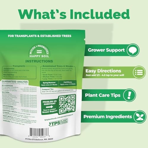 TPS NUTRIENTS فطريات المايكورايزا للأشجار، ميكوس الشجر والشجيرات للزراعة والنباتات الراسخة، يحتوي على المايكورايزا والبروبيوتيك للتربة (6 أونصات) - Image 4