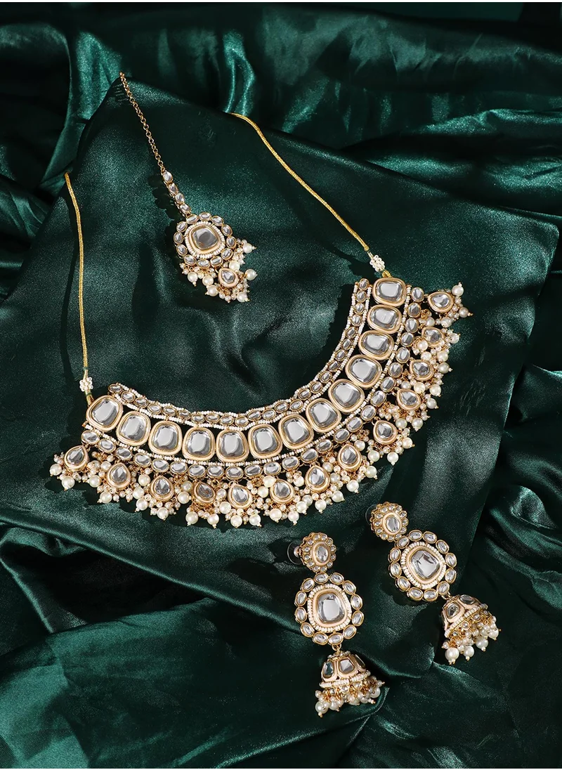 SOHI Stone Studded & Beaded Jewellery Set