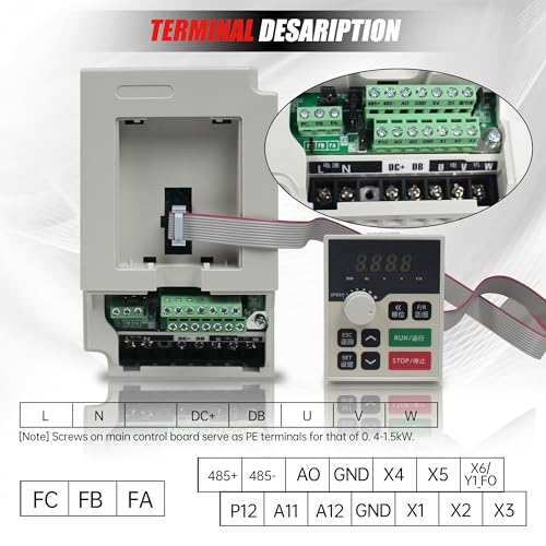CNCTOPBAOS 2.2KW VFD Inverter 220V 11A 3HP Variable Frequency Drive 2200W Spindle Motor Control VSD Converter 0-1000Hz with Extension Cable for CNC Router Milling Engraving Machine (2.2KW) - Image 5
