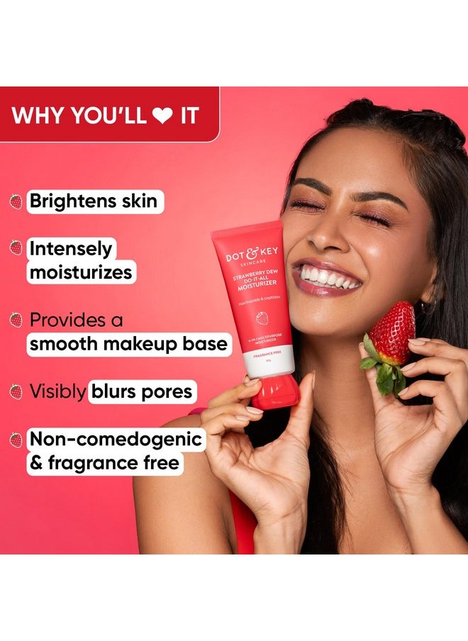 Dot & Key - Strawberry Dew Do-It-All Moisturizer | Intense Moisturization | Lightweight & Non Sticky | Boosts Radiance | Daily Makeup Remover | Corrects Dark Spots | 80G - Image 1