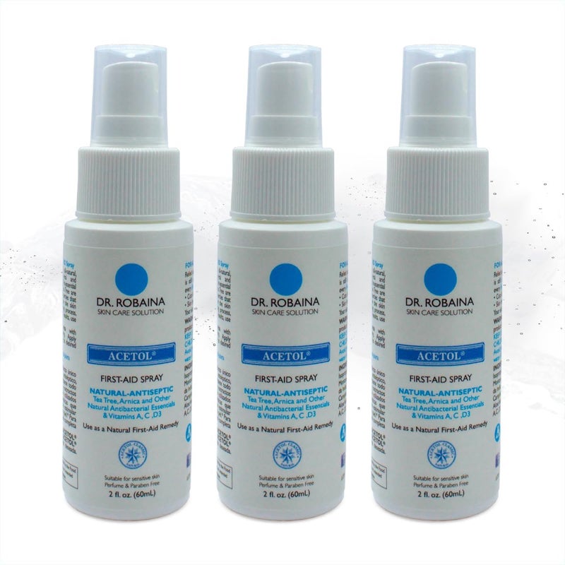 ACETOL First Aid Kit Spray Natural AntiSeptic 2 fl oz 60ml Pack of 3