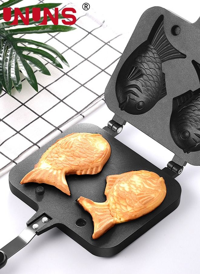 UNUNS Double Fish Shaped Waffle Maker,Taiyaki Fish Shape Cake Pan Mold，Cake Pan Bread Waffle Maker Home Cooking - Image 2