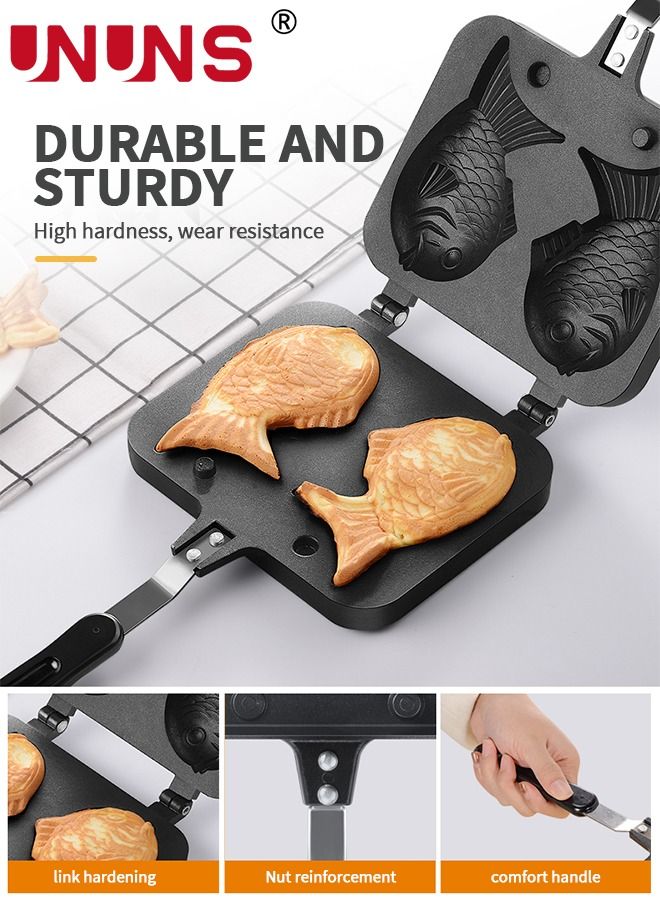 UNUNS Double Fish Shaped Waffle Maker,Taiyaki Fish Shape Cake Pan Mold，Cake Pan Bread Waffle Maker Home Cooking - Image 5