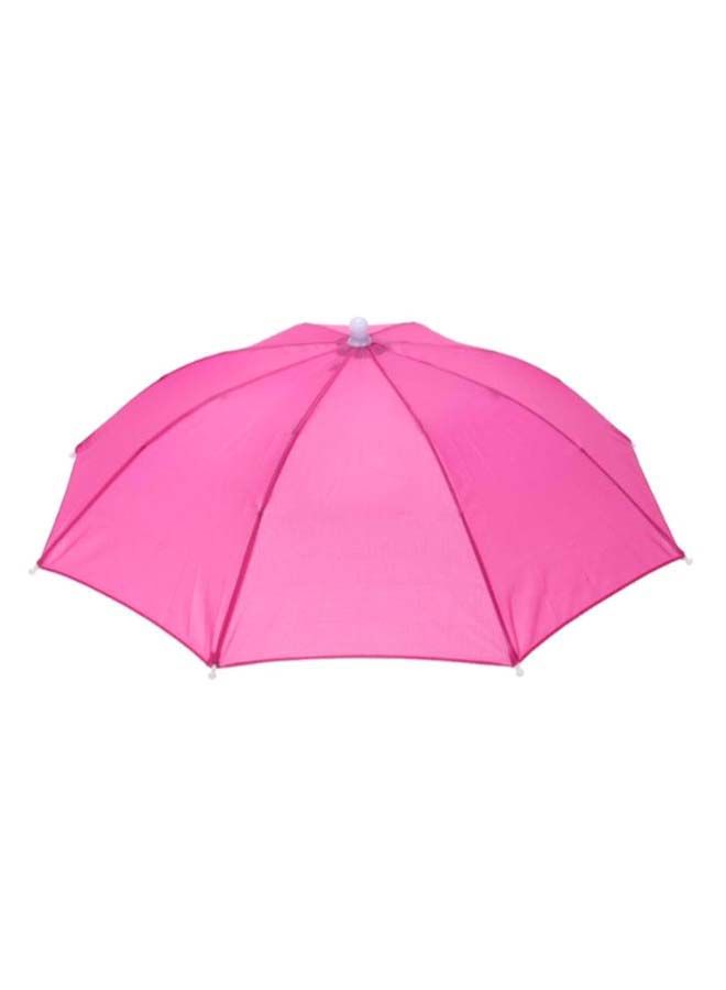 NIBEMINENT Foldable Headwear Umbrella Hat With Elastic Band Pink - Image 2