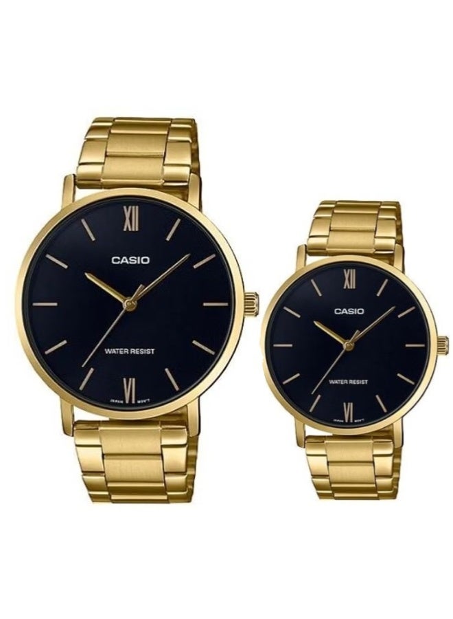 Casio His & Her Stainless Steel Band Couple Watch MTP/LTP -VT01G-1BUDF - Image 1