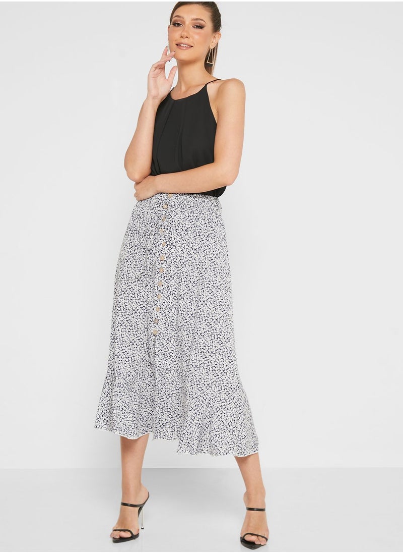 Ginger - Pinted Flared Slit Skirt - Image 1