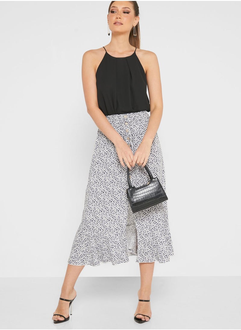 Ginger - Pinted Flared Slit Skirt - Image 1