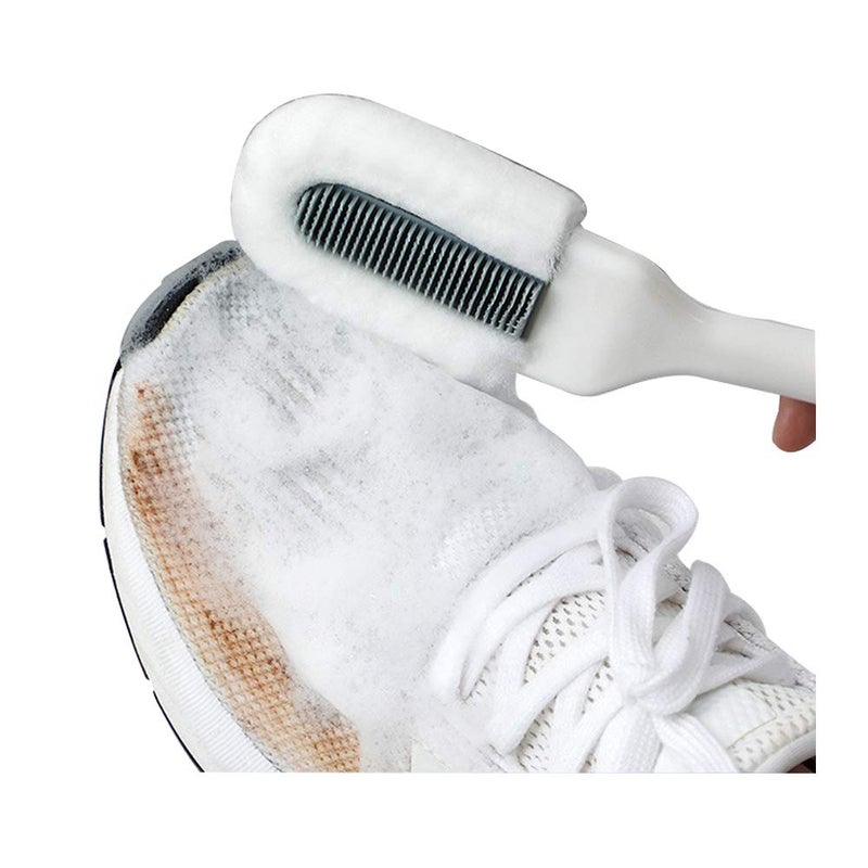 Andiker Polypropylene Professional Cleaning Shoe Brush, Multifunctional Long Handle, Hangable Soft Bristle Shoes Cleaner, White - Image 1