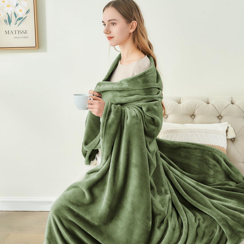 BEDELITE Fleece Blanket Twin Size Olive Green Throw Blankets for Couch & Bed  300GSM Luxury Plush Cozy Fuzzy Blanket 60x80 inches  Super Soft Warm Lightweight Throw Blanket for Travel Camping - Image 4