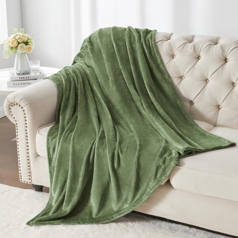 BEDELITE Fleece Blanket Twin Size Olive Green Throw Blankets for Couch & Bed  300GSM Luxury Plush Cozy Fuzzy Blanket 60x80 inches  Super Soft Warm Lightweight Throw Blanket for Travel Camping - Image 5
