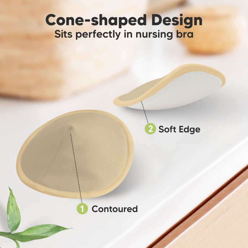KeaBabies Organic Nursing Pads - 14 Washable Breast Pads for Breastfeeding, Wash Bag, Viscose Derived from Bamboo Reusable Nipple Covers for Breastfeeding Essentials, Soft & Absorbent (Earth, L 4.8") - Image 4