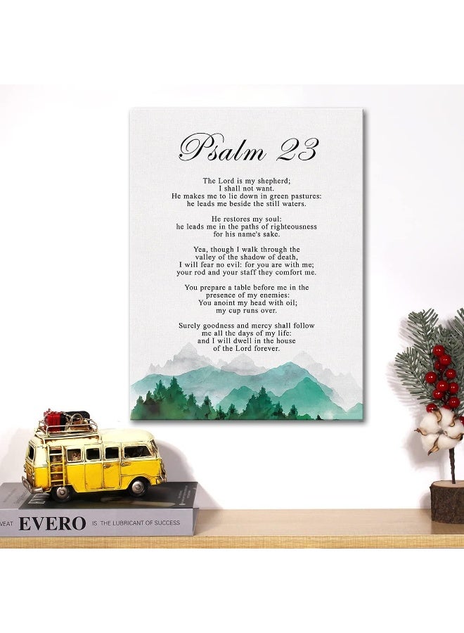 JerLoe Christian Canvas Wall Art Psalm 23 the Lord is My Shepherd Canvas Print Positive Scripture Canvas Painting Home Bedroom Wall Decor Framed Baptism Gift 12x15 Inch - Image 5
