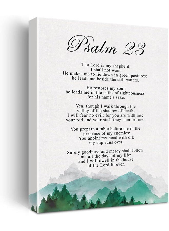 JerLoe Christian Canvas Wall Art Psalm 23 the Lord is My Shepherd Canvas Print Positive Scripture Canvas Painting Home Bedroom Wall Decor Framed Baptism Gift 12x15 Inch - Image 1