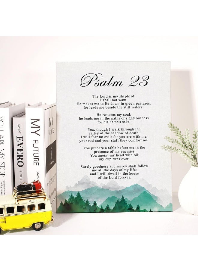 JerLoe Christian Canvas Wall Art Psalm 23 the Lord is My Shepherd Canvas Print Positive Scripture Canvas Painting Home Bedroom Wall Decor Framed Baptism Gift 12x15 Inch - Image 4