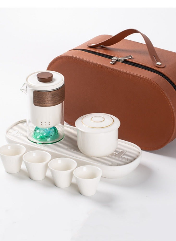 Mountain View Simple Glass Quick Cup Portable Travel Kung Fu Tea Set Outdoor Camping Car Storage Bag - Image 1