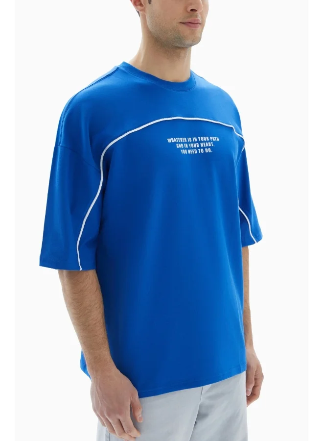 Wecre8 Blue "Walk This Path" Printed T-shirt