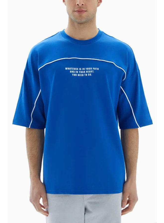 Wecre8 Blue "Walk This Path" Printed T-shirt