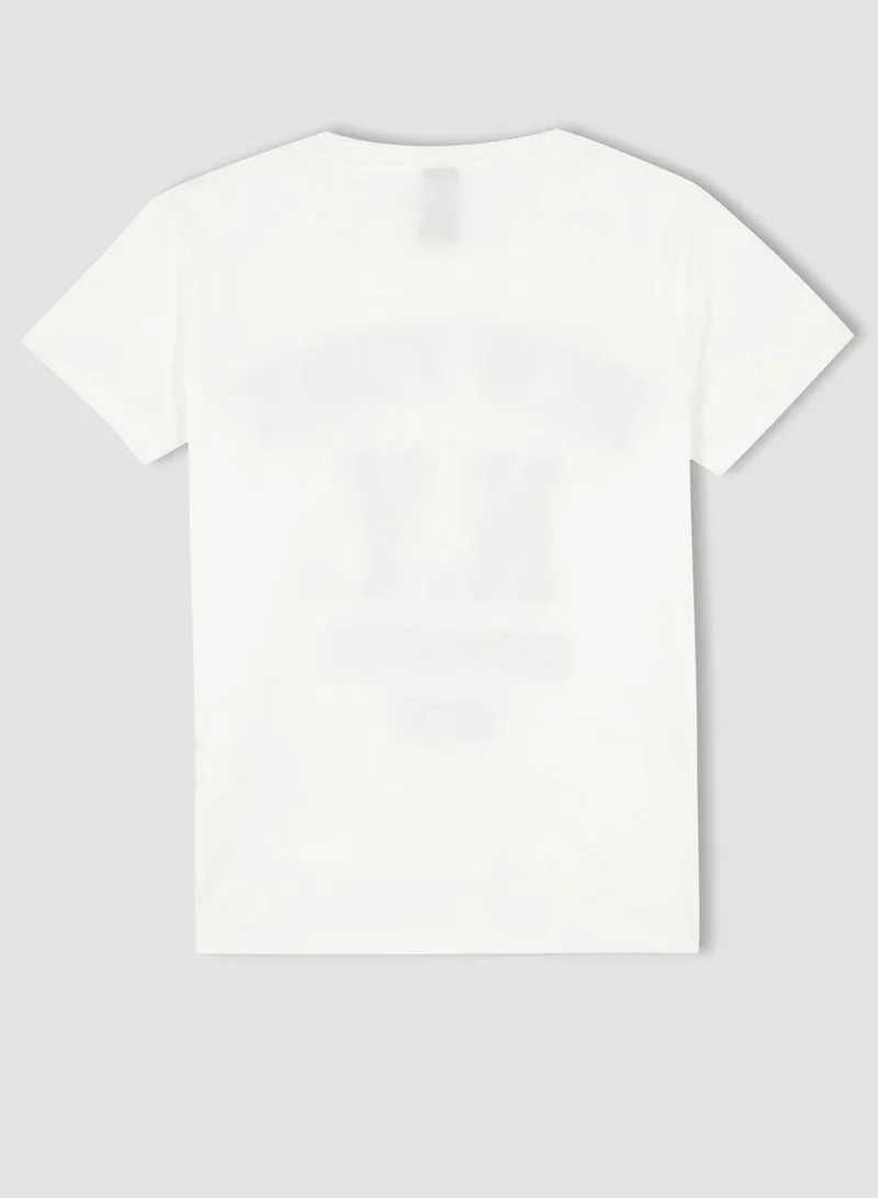ديفاكتو Boys Slogan Printed Short Sleeve T-Shirt and Shorts Set
