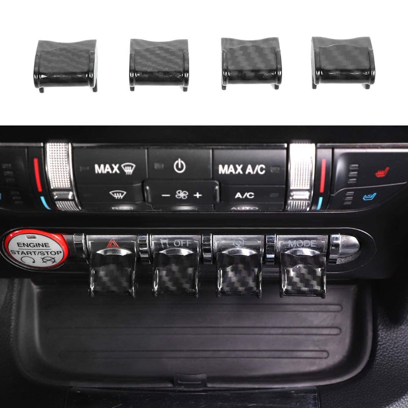 Jimen Compatible with Ford Mustang 2015-2020, Center Console Dashboard Button Switch Cover Trim (Carbon Fiber)