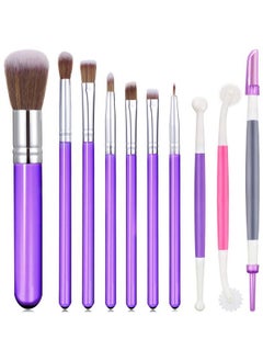 Patelai 10 Pieces Cake Baking Brushes Food Paint Brush For Chocolate Sugar Cookie Decoration Brushes Set Cookie Decorating Supplies With Fondant And Gum Paste Tool (Purple)  - Image 1