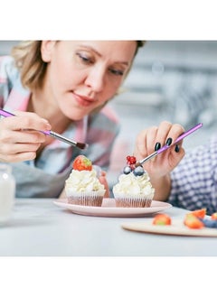Patelai 10 Pieces Cake Baking Brushes Food Paint Brush For Chocolate Sugar Cookie Decoration Brushes Set Cookie Decorating Supplies With Fondant And Gum Paste Tool (Purple)  - Image 3