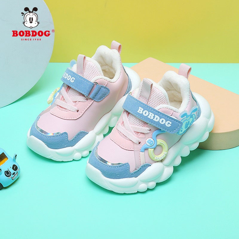 Bobdog Fleece-Lined Baby Shoes Toddler Shoes 2023 Winter Girls' Soft Bottom Non-Slip Warm Two-Cotton Shoes - Image 3